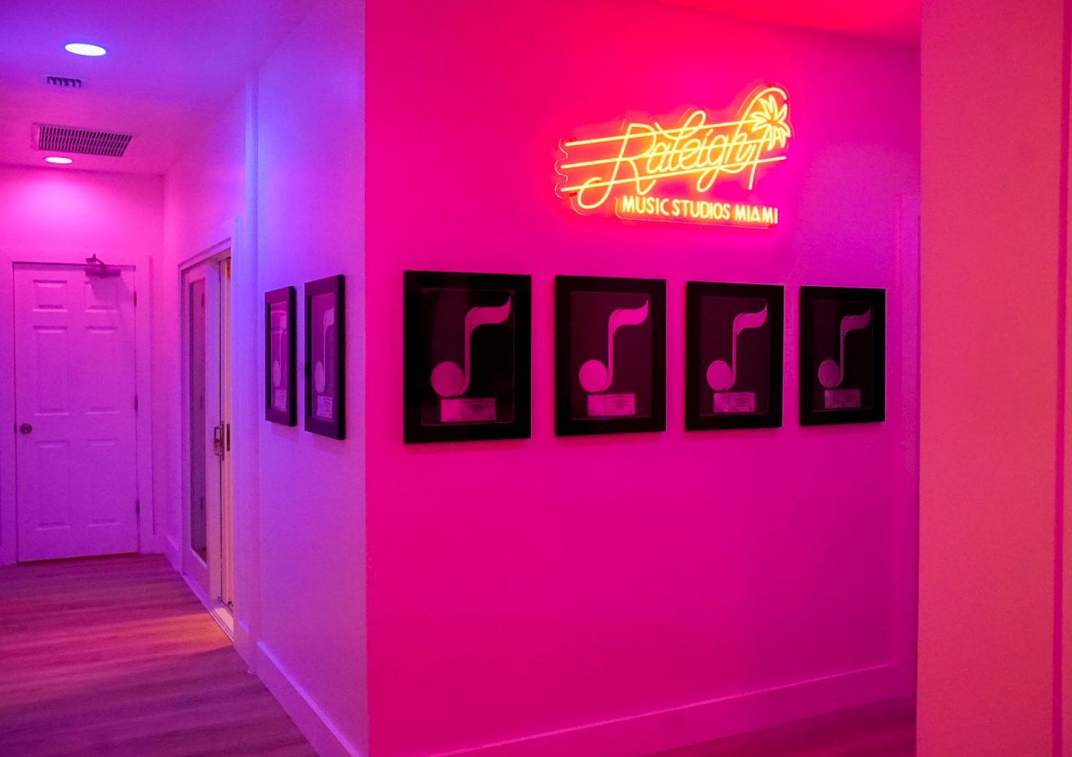 Raleigh Music Studios Miami neon sign.
