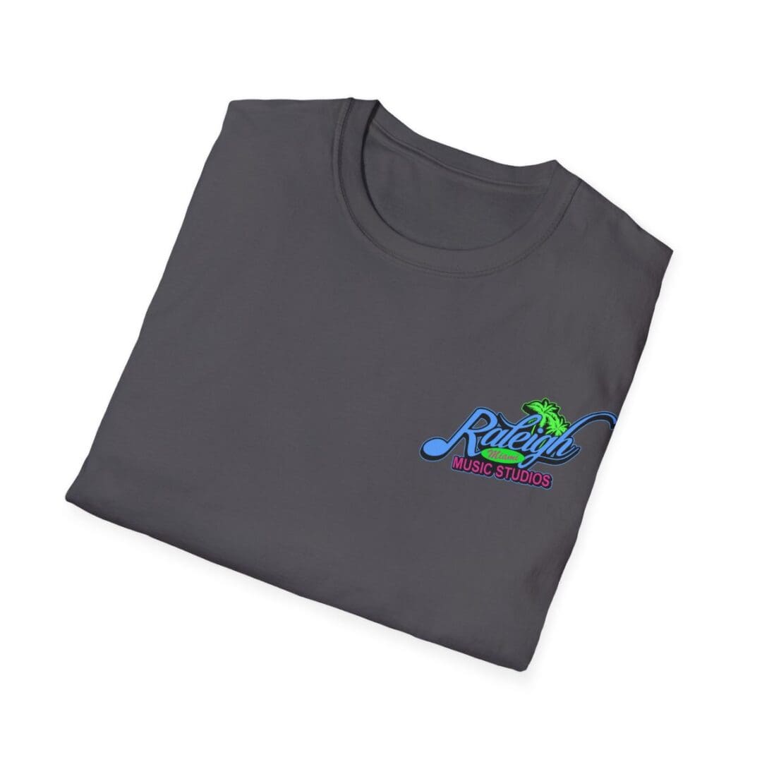 Dark gray t-shirt with Raleigh Music Studios logo.
