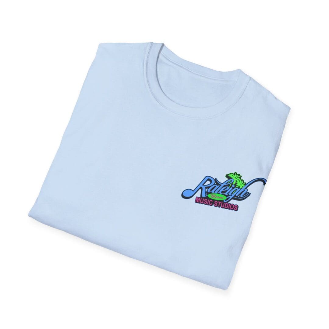Light blue Raleigh Music Studios t-shirt.