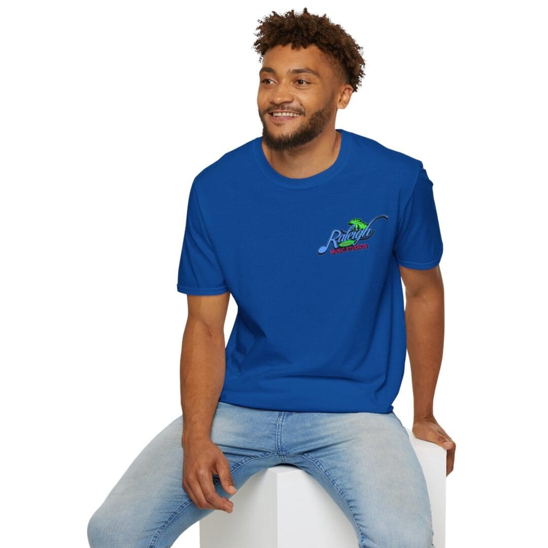 Man in blue Raleigh Music Studios tee.