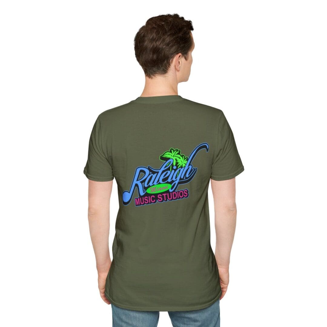 Here's an alt tag for the image: Raleigh Music Studios T-shirt back.