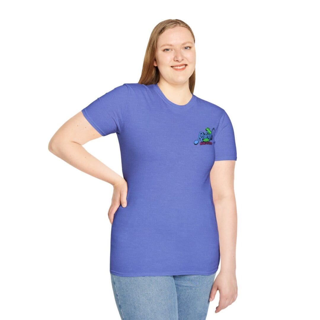 Woman in purple Riverbend t-shirt.