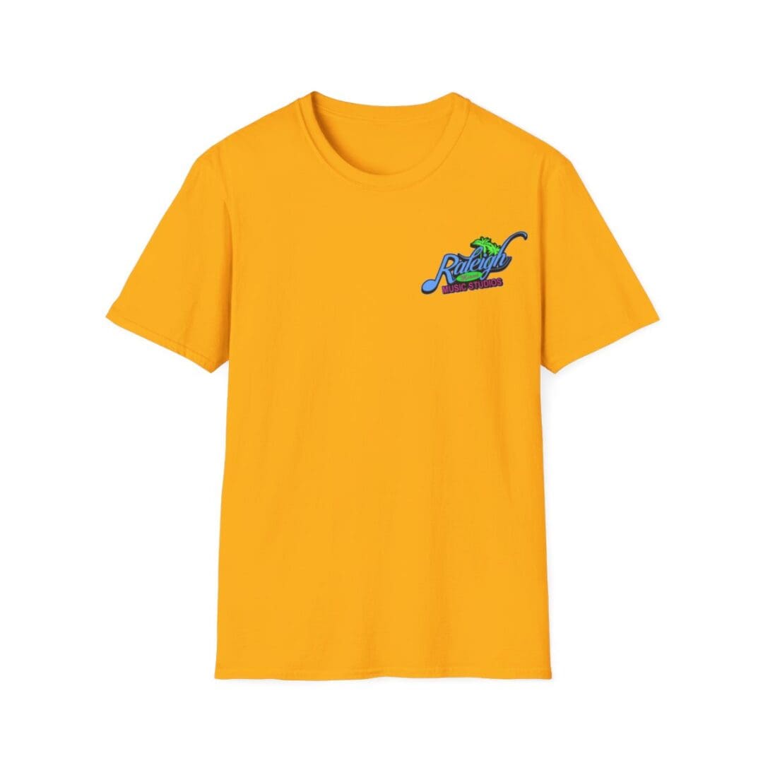 Raleigh Music Studios gold T-shirt.