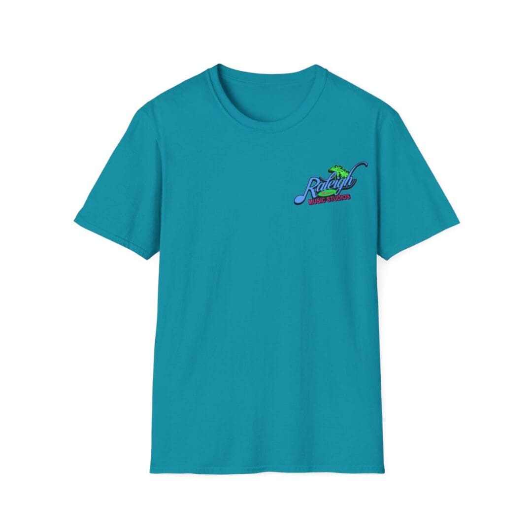 Teal t-shirt with Raleigh Music Studios logo.