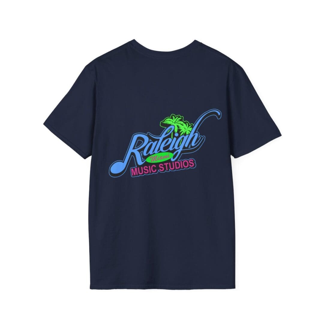 Here's an alt tag for the image: Raleigh Music Studios T-shirt back design.