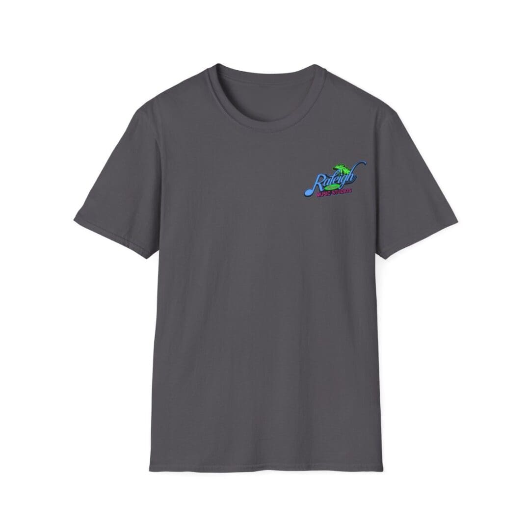 Dark gray t-shirt with Raleigh Music Studios logo.
