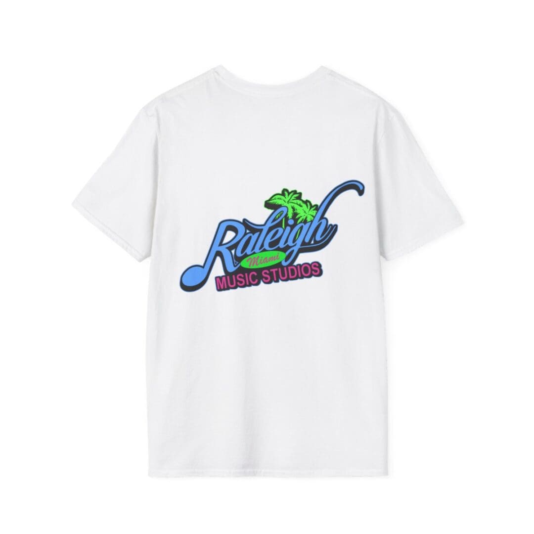 White t-shirt, Raleigh Miami Music Studios.