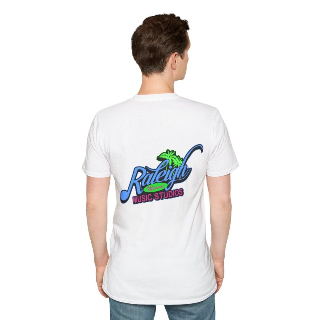 Raleigh Music Studios logo on white shirt.