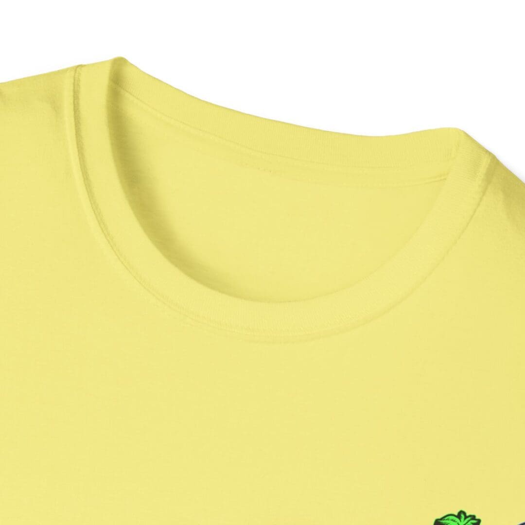 Pale yellow crew neck t-shirt.