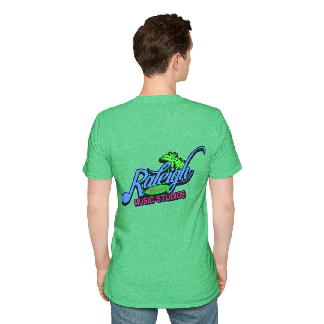 Here's an alt tag for the image: Raleigh Music Studios T-shirt back view.