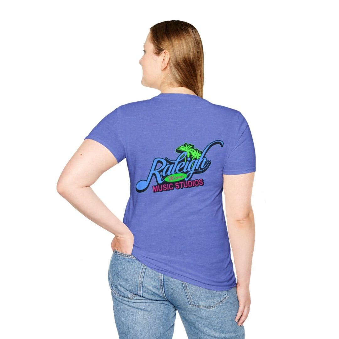Here's an alt tag for the image: Raleigh Music Studios t-shirt back.