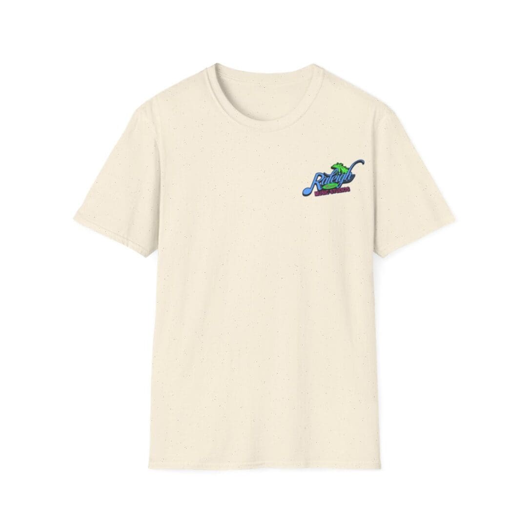 Beige t-shirt with Raleigh Music Hall logo.