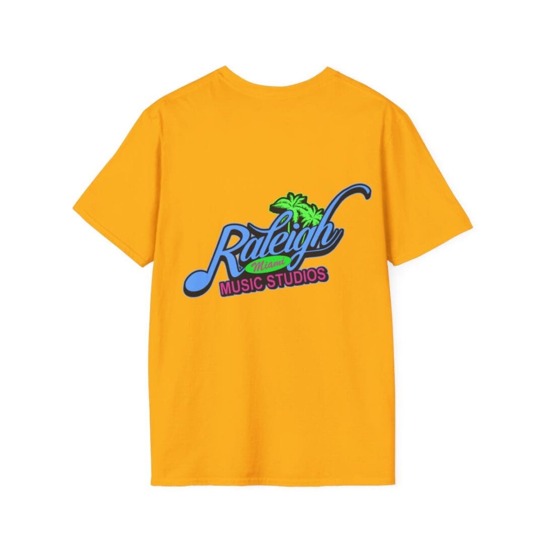 Here's an alt tag for the image: Yellow T-shirt, Raleigh Music Studios Miami.