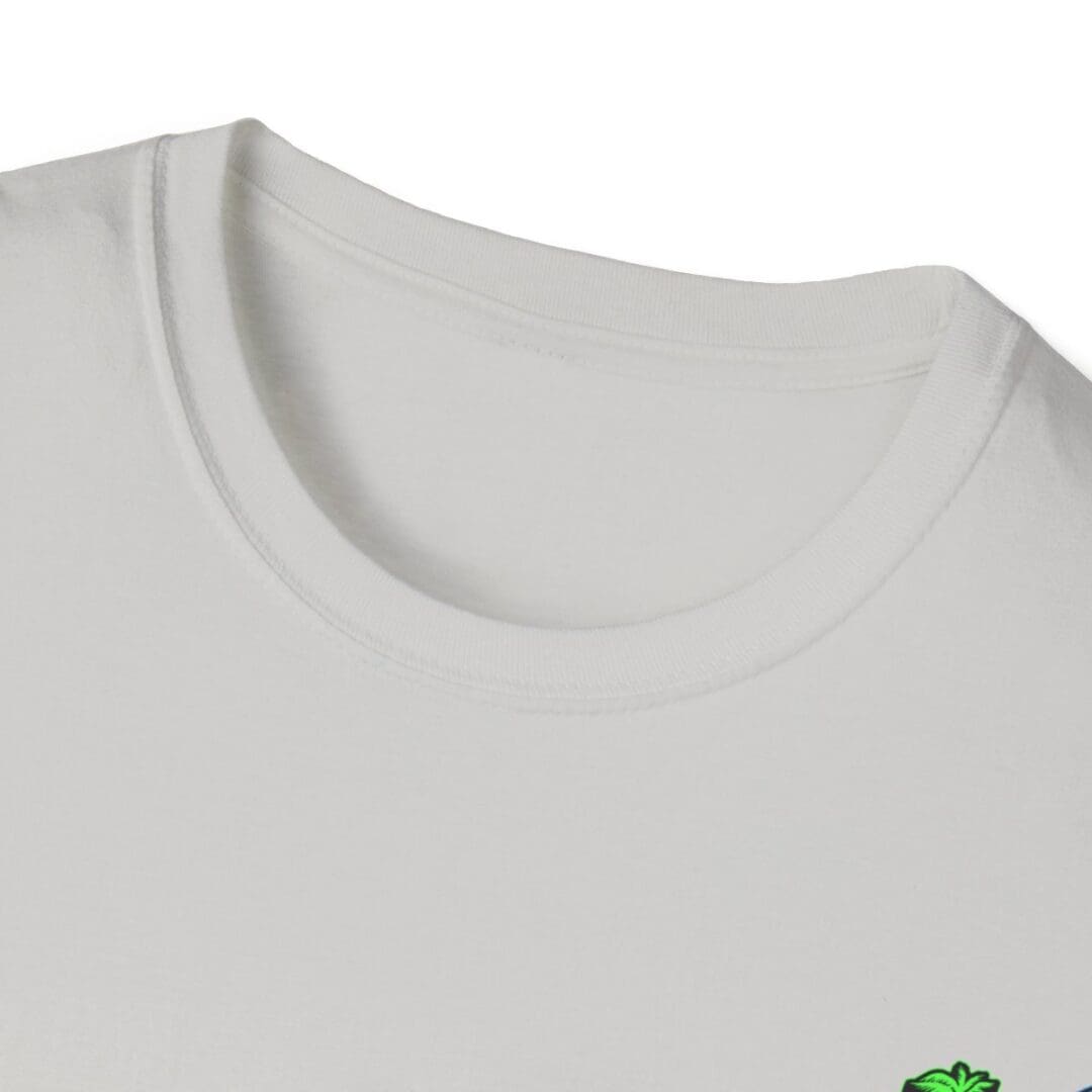 White crew neck t-shirt close-up.