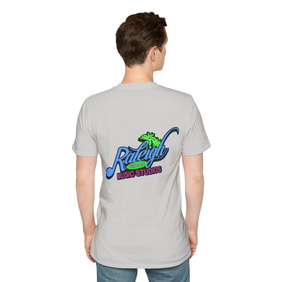 Here's an alt tag for the image: Raleigh Music Studios t-shirt back.