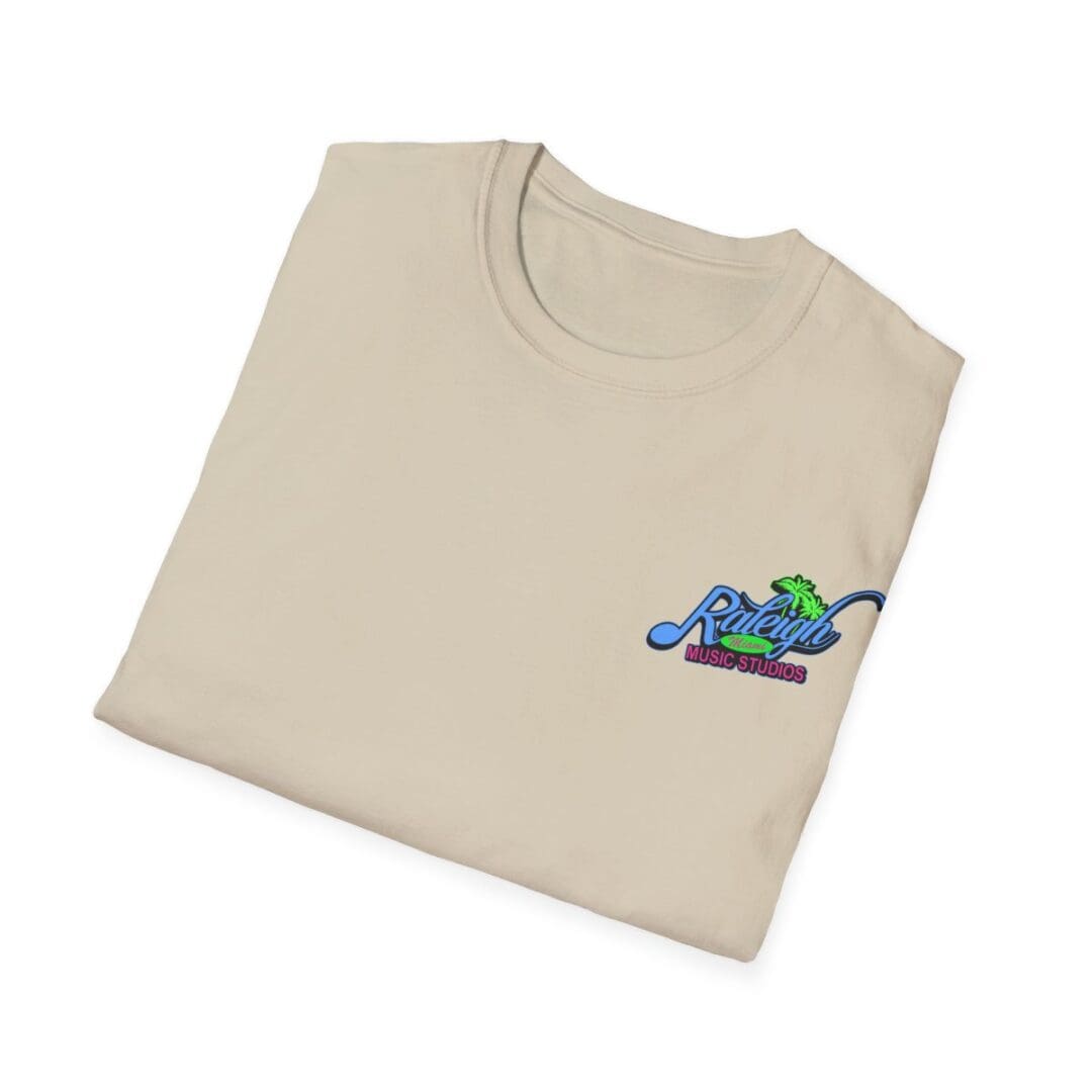 Beige Raleigh Music Studios t-shirt.