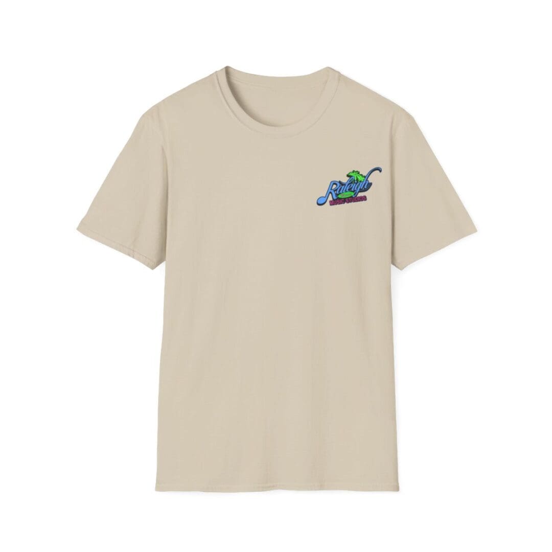 Beige t-shirt with Raleigh Music Studio logo.